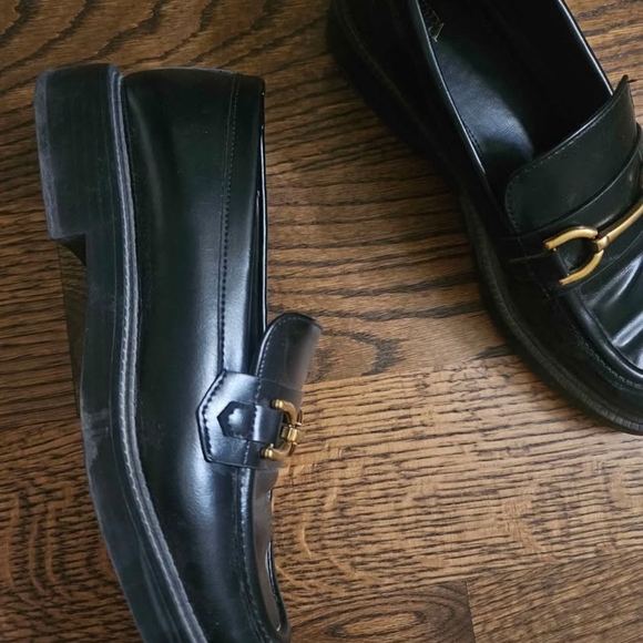 Zara Black Loafers with Gold Detail - Picture 2 of 3